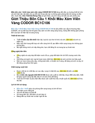 Mẫu bồn cầu 1 khối màu xám viền vàng CODOR BC1C106
