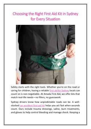 Choosing the Right First Aid Kit in Sydney for Every Situation