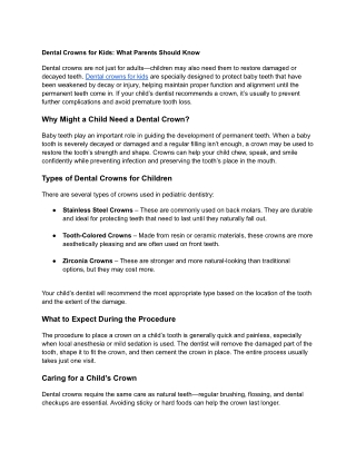 Dental Crowns for Kids_ What Parents Should Know