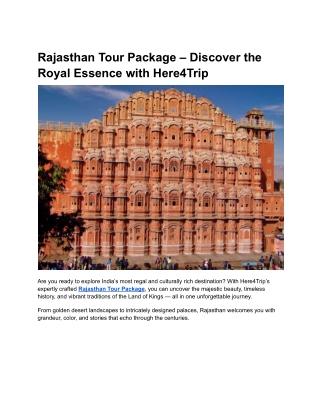 rajasthan tour package discover the royal essence