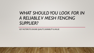 What Should You Look for in a Reliable V Mesh Fencing Supplier