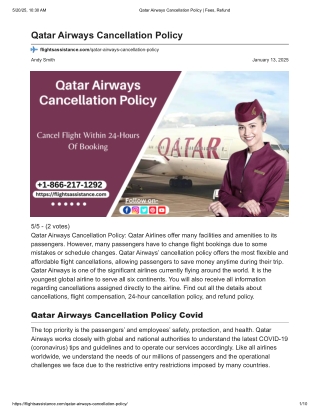Qatar Airways Cancellation Policy for Economy, Business & Award Tickets