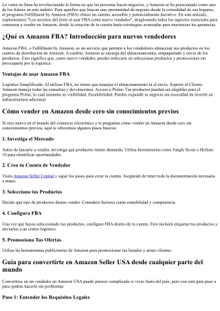 Los secretos del éxito al usar FBA como nuevo vendedor