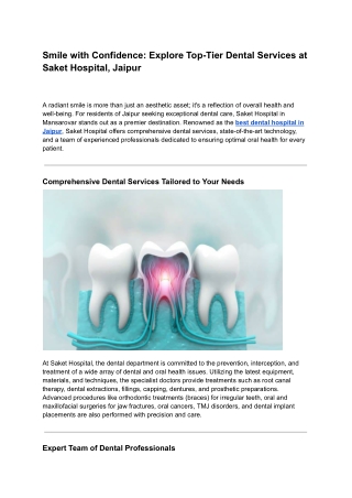 Smile with Confidence_ Explore Top-Tier Dental Services at Saket Hospital, Jaipur