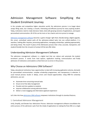 Admission Management Software: Simplifying the Student Enrolment Journey
