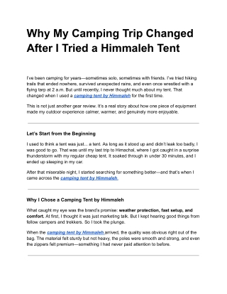 Why My Camping Trip Changed After I Tried a Himmaleh Tent