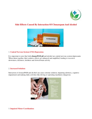 Side Effects Caused By Interaction Of Clonazepam And Alcohol