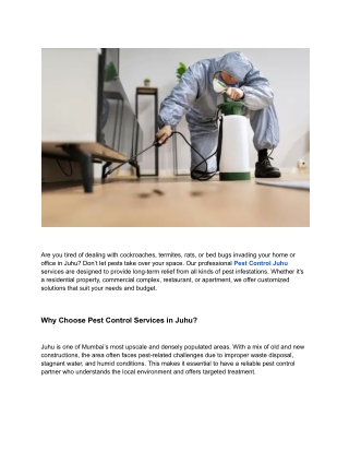 Trusted Pest Control Services in Juhu – Safe & Affordable Solutions