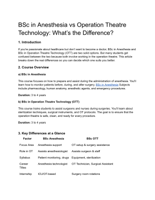 BSc in Anesthesia vs Operation Theatre Technology_ What’s the Difference