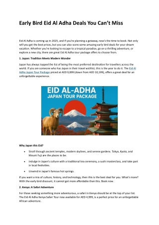 Early Bird Eid Al Adha Deals You Cant Miss