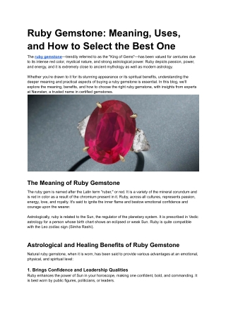 ruby gemstone meaning uses and how to select