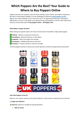 which poppers are the best