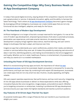 Gaining the Competitive Edge Why Every Business Needs an AI App Development Company