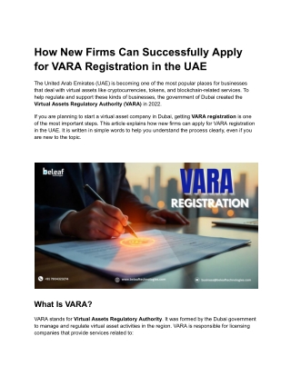 How New Firms Can Successfully Apply for VARA Registration in the UAE