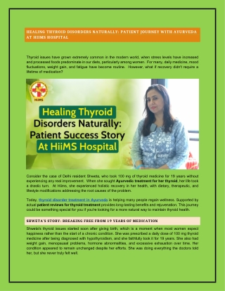 Healing Thyroid Disorders Naturally_ Patient Journeys with Ayurveda at HiiMS Hospital