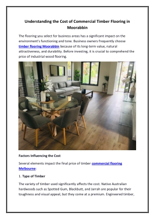 Understanding the Cost of Commercial Timber Flooring in Moorabbin
