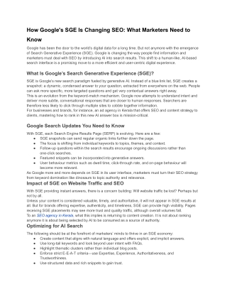 How Google's SGE Is Changing SEO_ What Marketers Need to Know
