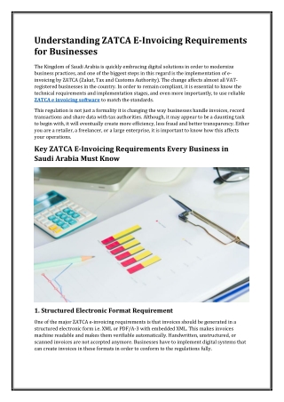 Understanding ZATCA E-Invoicing Requirements for Businesses