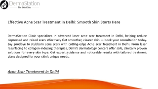 Effective Acne Scar Treatment in Delhi Smooth Skin Starts Here