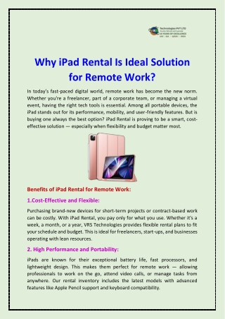 Why iPad Rental Is Ideal Solution for Remote Work?