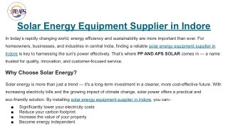 Solar Energy Equipment Supplier in Indore