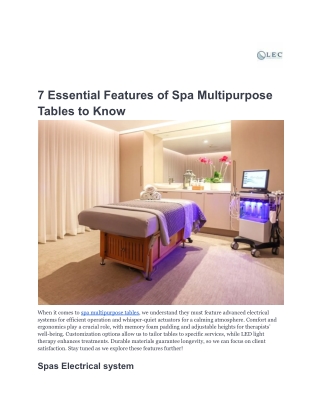 7 Essential Features of Spa Multipurpose Tables to Know