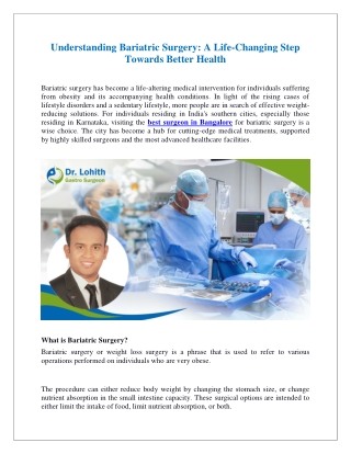 Understanding Bariatric Surgery A Life-Changing Step Towards Better Health
