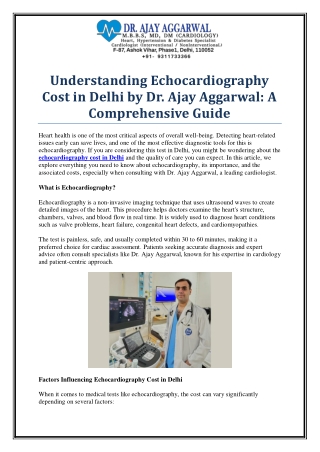 Top-Quality Echocardiography at the Best Cost in Delhi by Dr Ajay Aggarwal