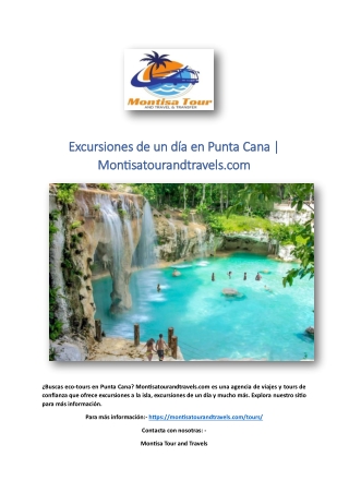 Excursiones de un día en Punta Cana | Montisatourandtravels.com