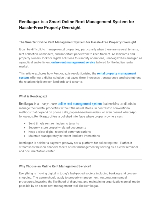 Rentkagaz is an Online Rent Management & Rental Property Management System