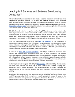 leading ivr services and software solutions