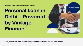 Quick personal loans provider in Delhi NCR – Vintage Finance