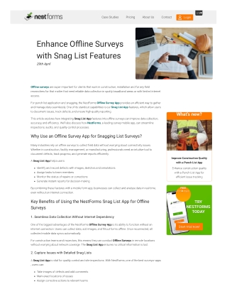 Enhance Offline Surveys with Snag List Features
