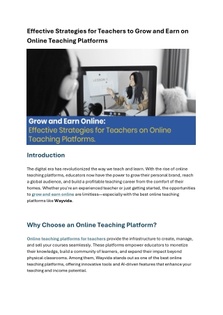 Grow and Earn Online Effective Strategies for Teachers on online platforms