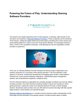 Powering the Future of Play_ Understanding iGaming Software Providers