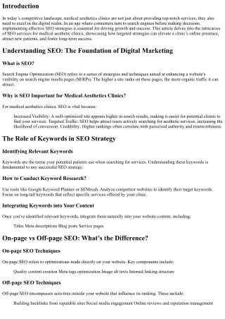 Driving Growth and Success with Strategic SEO for Medical Aesthetics Clinics