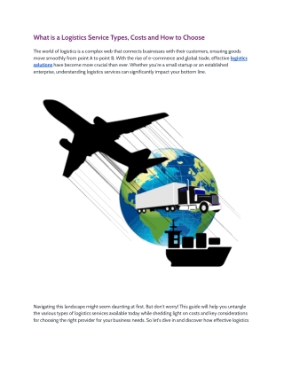 What is a Logistics Service Types, Costs and How to Choose
