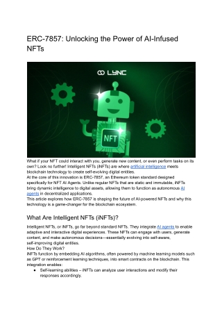 ERC-7857: Harnessing the Potential of AI-Powered NFTs