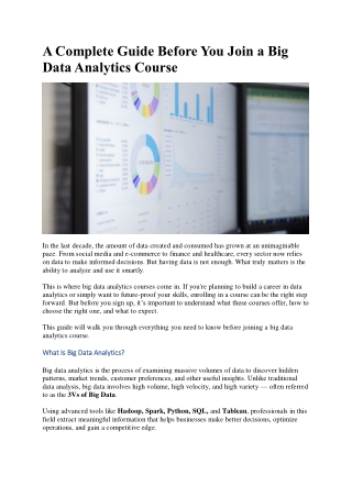 A Complete Guide Before You Join a Big Data Analytics Course