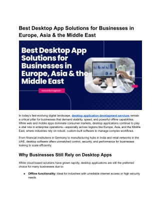 Best Desktop App Solutions for Businesses in Europe, Asia & the Middle East