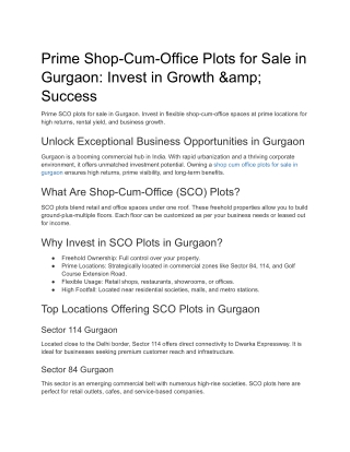Prime Shop-Cum-Office Plots for Sale in Gurgaon_ Invest in Growth &amp; Success