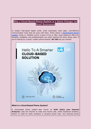 Cloud-Based Phone System for Small Business | UK Talk