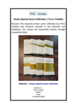 onam special saree collection p m c textiles