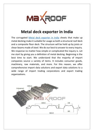 Metal deck exporter in India- Maxroof