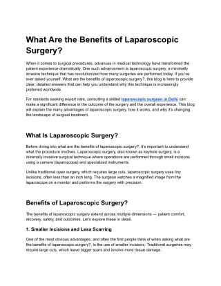 What Are the Benefits of Laparoscopic Surgery