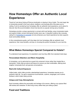 How Homestays Offer an Authentic Local Experience