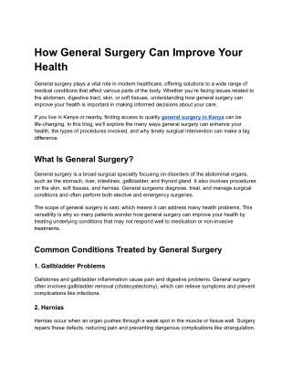 How General Surgery Can Improve Your Health