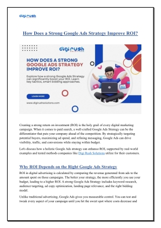 How Does a Strong Google Ads Strategy Improve ROI