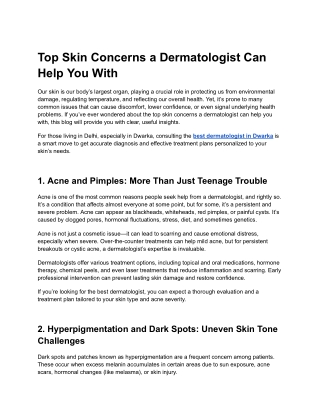 Top Skin Concerns a Dermatologist Can Help You With
