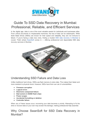 Guide To SSD Data Recovery in Mumbai